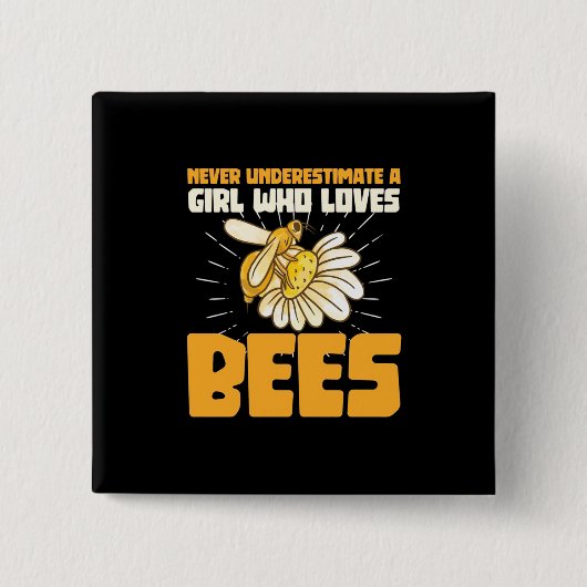 Ein Mädchen, das Bienen Liebe Button (Vorderseite)