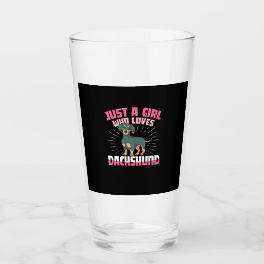 Ein Mädchen, das Dackel Lieben Glas (Vorderseite)