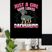 Ein Mädchen, das Dackel Lieben Poster (Heimbüro)