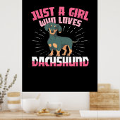 Ein Mädchen, das Dackel Lieben Poster (Küche)