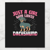 Ein Mädchen, das Dackel Lieben Weinetikett (Einzelnes Label)