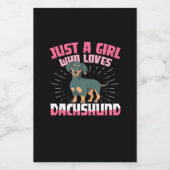 Ein Mädchen, das Dackel Lieben Weinetikett (Einzelnes Label)