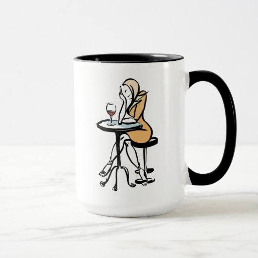 Ein Mädchen, das den Roten Wein genießt im Café Tasse (Rechts)