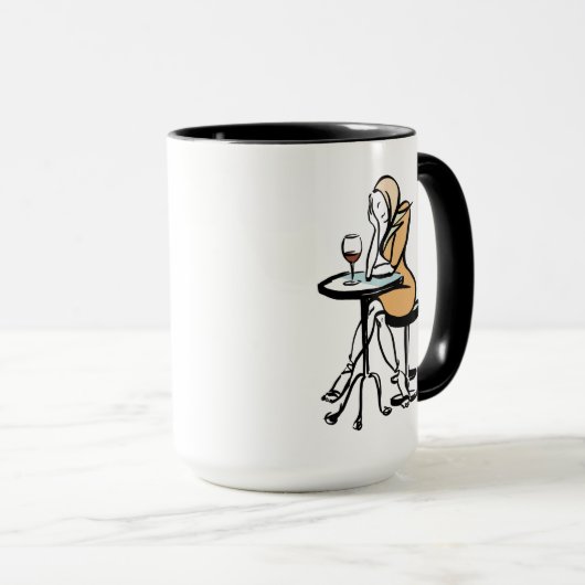 Ein Mädchen, das den Roten Wein genießt im Café Tasse (VorderseiteRechts)