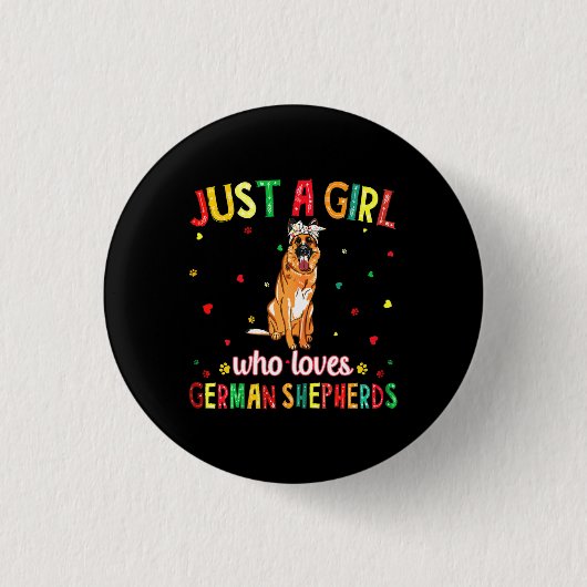 Ein Mädchen, das deutsche Schäferhunde Liebe Button (Vorderseite)