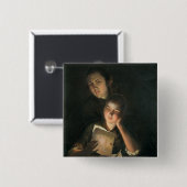 Ein Mädchen, das einen Brief durch Kerzenlicht Button (Vorne & Hinten)