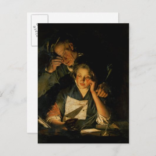 Ein Mädchen, das einen Brief liest Postkarte (Vorne/Hinten)