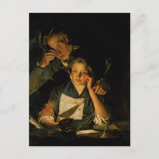 Ein Mädchen, das einen Brief liest Postkarte (Vorderseite)