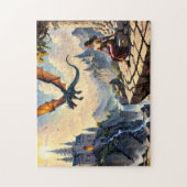 Ein Mädchen, das einen Drachen sieht, fliegt vorbe Puzzle (Vertikal)