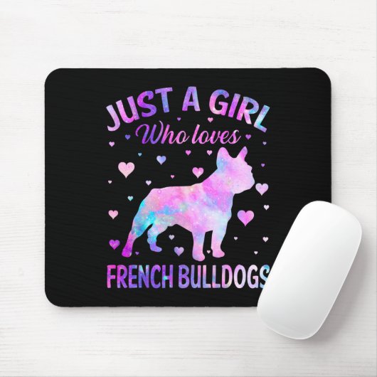 Ein Mädchen, das französische Bulldogs Dog Puppy L Mousepad (Mit Mouse)
