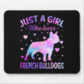 Ein Mädchen, das französische Bulldogs Dog Puppy L Mousepad (Vorne)