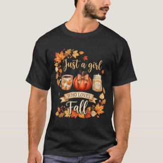 Ein Mädchen, das Herbst-Pumpkin-Kaffee liebt T-Shirt