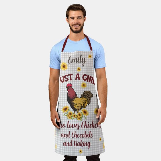 Ein Mädchen, das Hühner, Schokolade und Backen Lie Schürze (Getragen)
