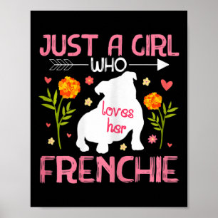 Ein Mädchen, das ihren französischen Bulldog Liebe Poster