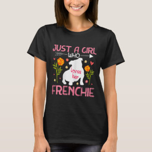 Ein Mädchen, das ihren französischen Bulldog Liebe T-Shirt