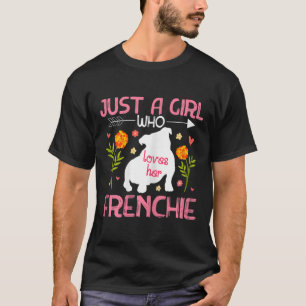 Ein Mädchen, das ihren französischen Bulldog Liebe T-Shirt