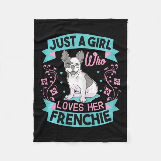 Ein Mädchen, das ihren französischen Bulldoggen Li Fleecedecke (Vorderseite)