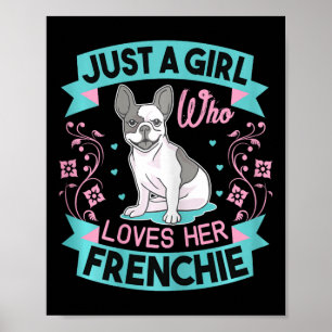 Ein Mädchen, das ihren französischen Bulldoggen Li Poster