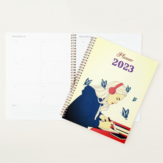 Ein Mädchen, das in Studien Planner 2024 eingeschl Planer (Anzeige)