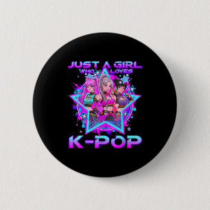 Ein Mädchen, das K-Pop liebt, Kinder Mädchen K-Pop Button