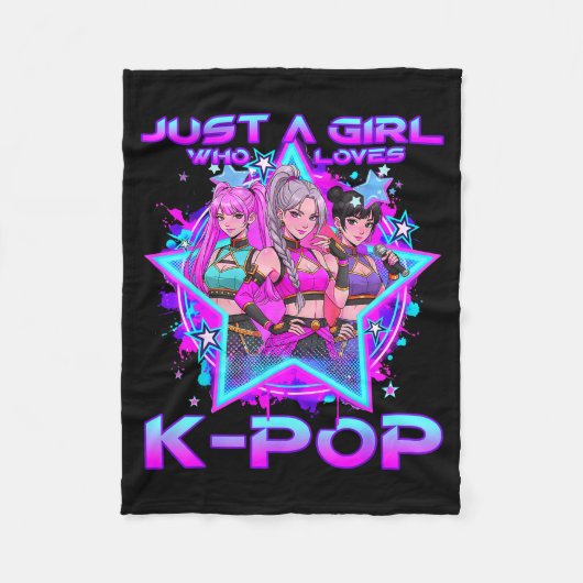 Ein Mädchen, das K-Pop liebt, Kinder Mädchen K-Pop Fleecedecke (Vorderseite)