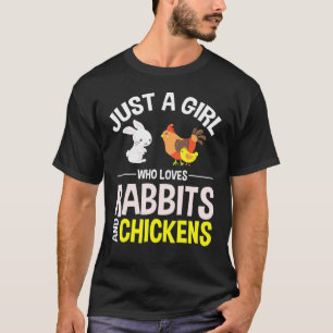 Ein Mädchen, das Kaninchen und Hühner Niedlich Lie T-Shirt