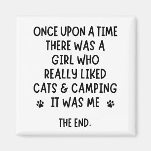 Ein Mädchen, das Katzen & Camping wirklich mochte. Magnet
