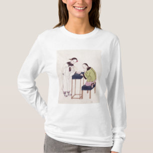 Ein Mädchen, das nach Glück in eine Schüssel T-Shirt