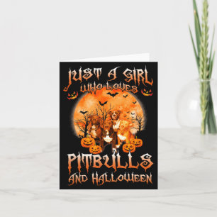 Ein Mädchen, das Pitbulls und Halloween Hundeliebh Karte