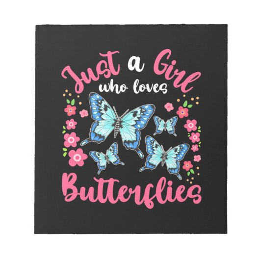 Ein Mädchen, das Schmetterlinge und Blume Liebe Notizblock (Vorderseite)
