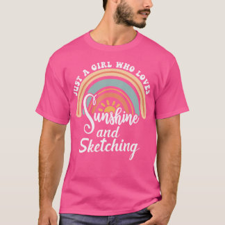 Ein Mädchen, das Sonnenschein und Skizzen Liebe T-Shirt
