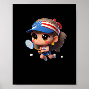 Ein Mädchen, das Tennis spielt. Aufkleber Poster
