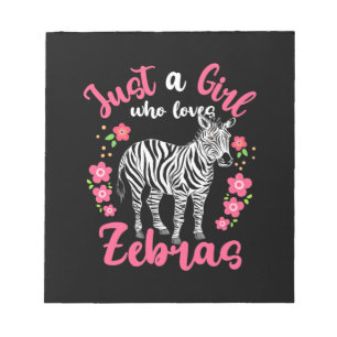 Ein Mädchen, das Zebras und Blume Liebe Notizblock