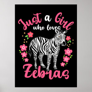Ein Mädchen, das Zebras und Blume Liebe Poster