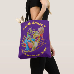 EIN MÄDCHEN, EINFACH IHREN EIGENEN HORN ZU ZEIGEN TASCHE