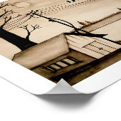 Ein Mädchen einsam auf der Bench Sunset Sketching. Poster (Ecke)