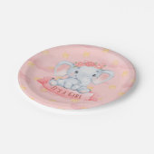 ein Mädchen Elefantenbaby Dusche Party Pappteller (Schrägansicht)