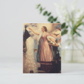 Ein Mädchen Füttre Peacocks Postkarte (Stehend Vorderseite)