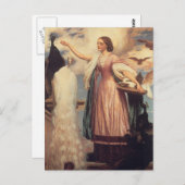 Ein Mädchen Füttre Peacocks Postkarte (Vorne/Hinten)