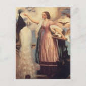 Ein Mädchen Füttre Peacocks Postkarte (Vorderseite)