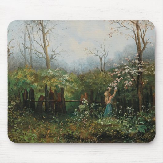 Ein Mädchen im Garten - Olga Wisinger-Florian Mousepad (Vorne)