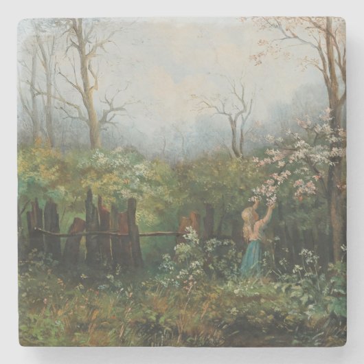Ein Mädchen im Garten - Olga Wisinger-Florian Steinuntersetzer (Vorderseite)
