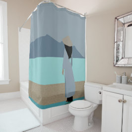 Ein Mädchen im Regen Duschvorhang