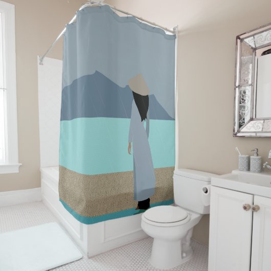 Ein Mädchen im Regen Duschvorhang (Beispiel)