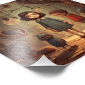 Ein Mädchen in blauem Kleid steht mit Junge Fotodruck (Ecke)