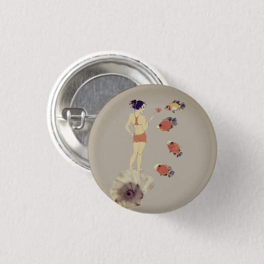 Ein Mädchen mit Blume Button (Vorne & Hinten)