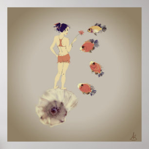 Ein Mädchen mit Blume Poster