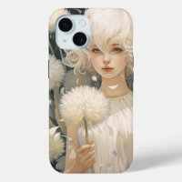 Ein Mädchen mit einem Dandelion iPhone 15 Fall