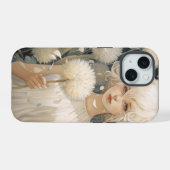 Ein Mädchen mit einem Dandelion iPhone 15 Fall Hülle (Rückseite (Horizontal))
