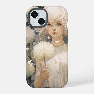 Ein Mädchen mit einem Dandelion iPhone 15 Fall Hülle